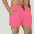 thumbnail image 2 of Pantalones cortos de natación con forro de malde color sólido con cintucon cordón pahombre Ro32, 2 of 6