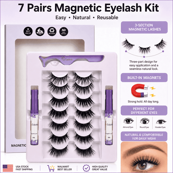 7 Pairs Magnetic Lash Set: 5 Pairs Half Lashes & 2 Pairs DIY Clusters