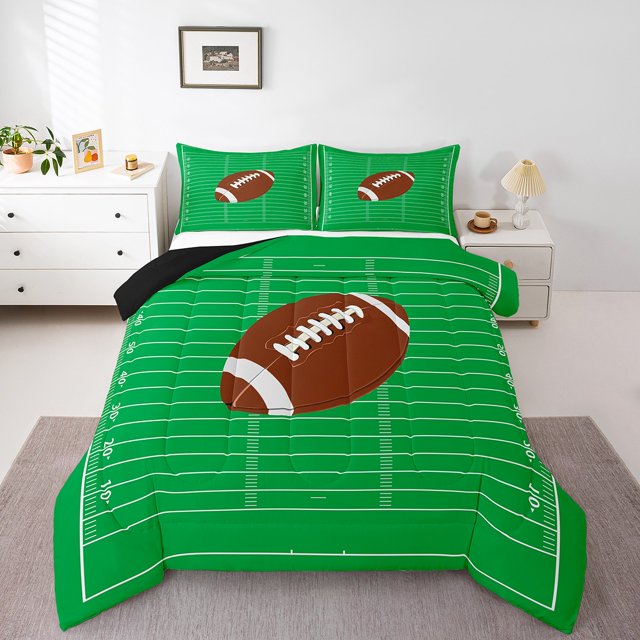 Erosebridal Retro Rugby Bedding Full Comforter Set, American Football Down Comforter, Sports Player Decor, Reversible 3pcs