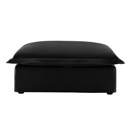 JERFIT Modern Chenille Storage Ottoman Bench with Lift Top Lid, Black Footstool Pouf for Living Room