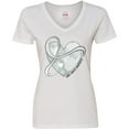 thumbnail image 3 of Inktastic Lung Cancer Awareness White Ribbon Around Heart Women's V-Neck T-Shirt, 3 of 5