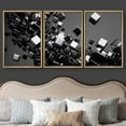 thumbnail image 3 of wall26 - 3 Piece Framed Canvas Wall Art - a Black Cubes Abstract Background - Modern Home Art Stretched and Framed Ready to Hang - 16"x24"x3 Natural, 3 of 5