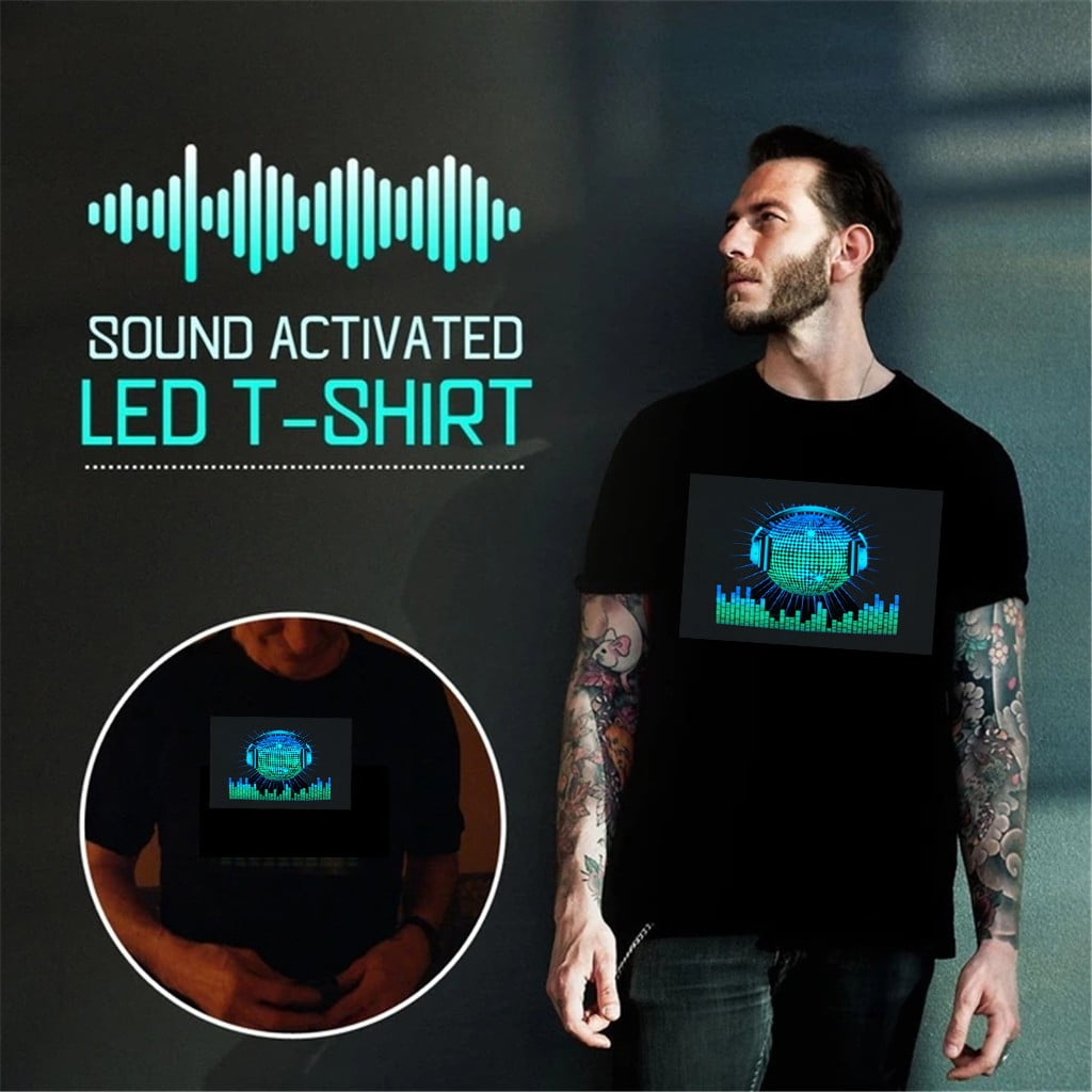 THE WILD Men's Comfortable Men Party Disco DJ Sound Activated LEDLight Up and Down Flashing Shirt - Walmart.com