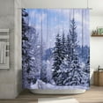 thumbnail image 7 of JOOCAR Winter Shower Curtain, Purple Christmas Forest Mountain Scenery Snow Covered Tree Seasonal Shower Curtain Set, Waterproof Polyester Fabric  72x72 Inches with Hooks, 7 of 7