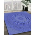 thumbnail image 3 of Ahgly Company Machine Washable Indoor Square Transitional Sky Blue Area Rugs, 5' Square, 3 of 7