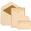 JAM Paper Wedding Invitation Combo Set, 1 Large & 1 Small, Gold Heart Set, Ivory Card with Gold Lined Envelope,100/pack