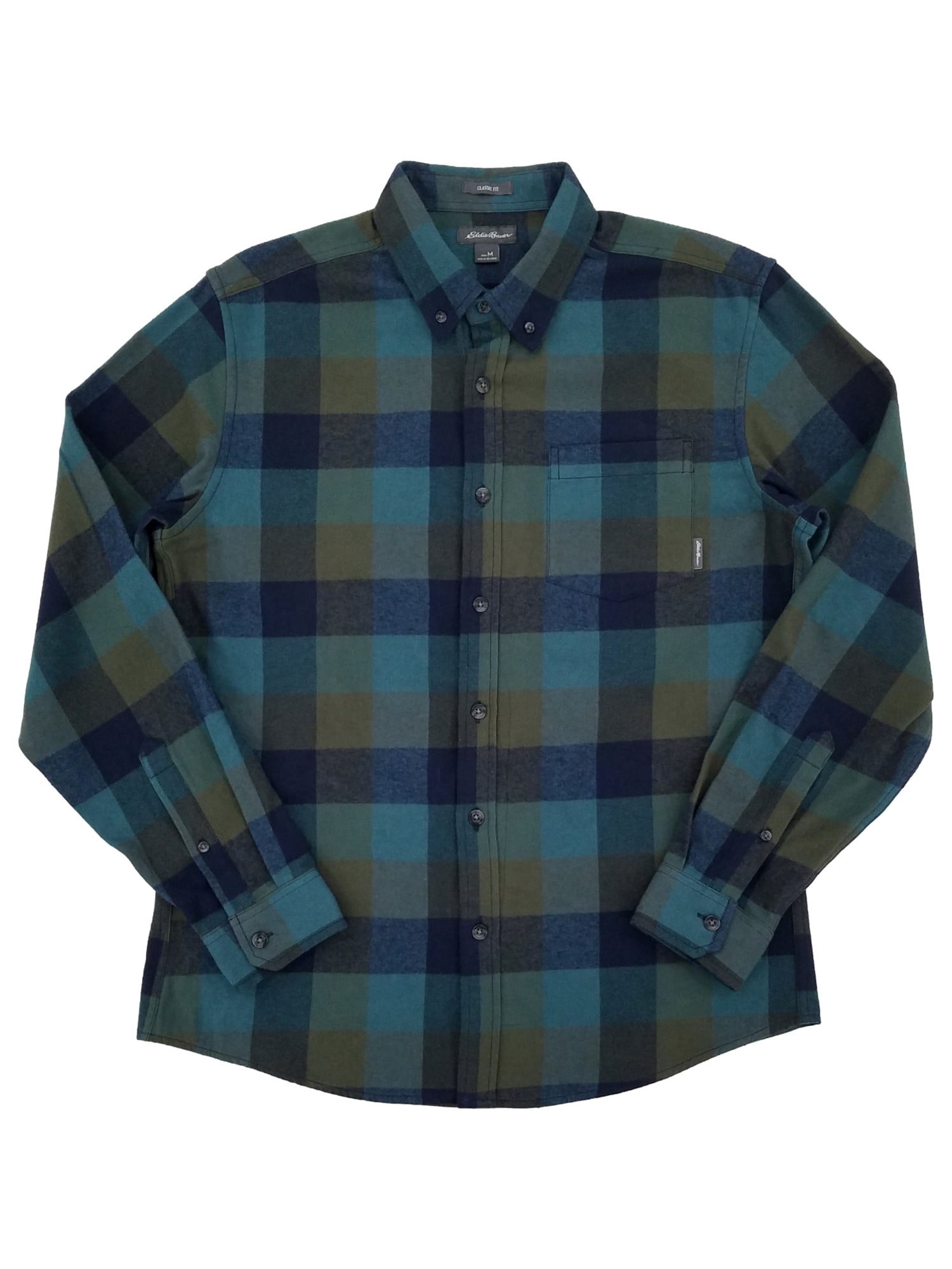 Eddie Bauer Mens Green Plaid Classic 