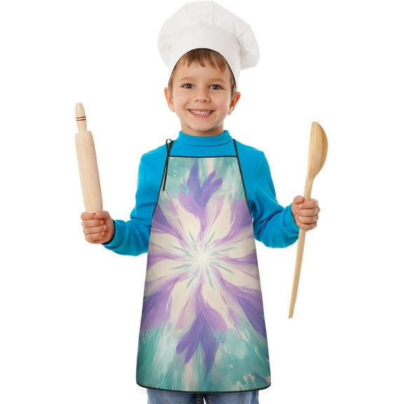 Tie Dye Pattern Kids Aprons for Girls and Boys,Adjustable Neck Strap Toddler Aprons for Kids Cooking Baking