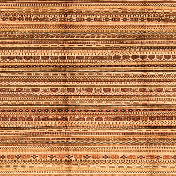 Ahgly Company Indoor Square Abstract Orange Modern Area Rugs, 5' Square