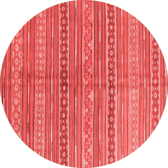 Ahgly Company Indoor Round Abstract Red Contemporary Area Rugs, 4' Round
