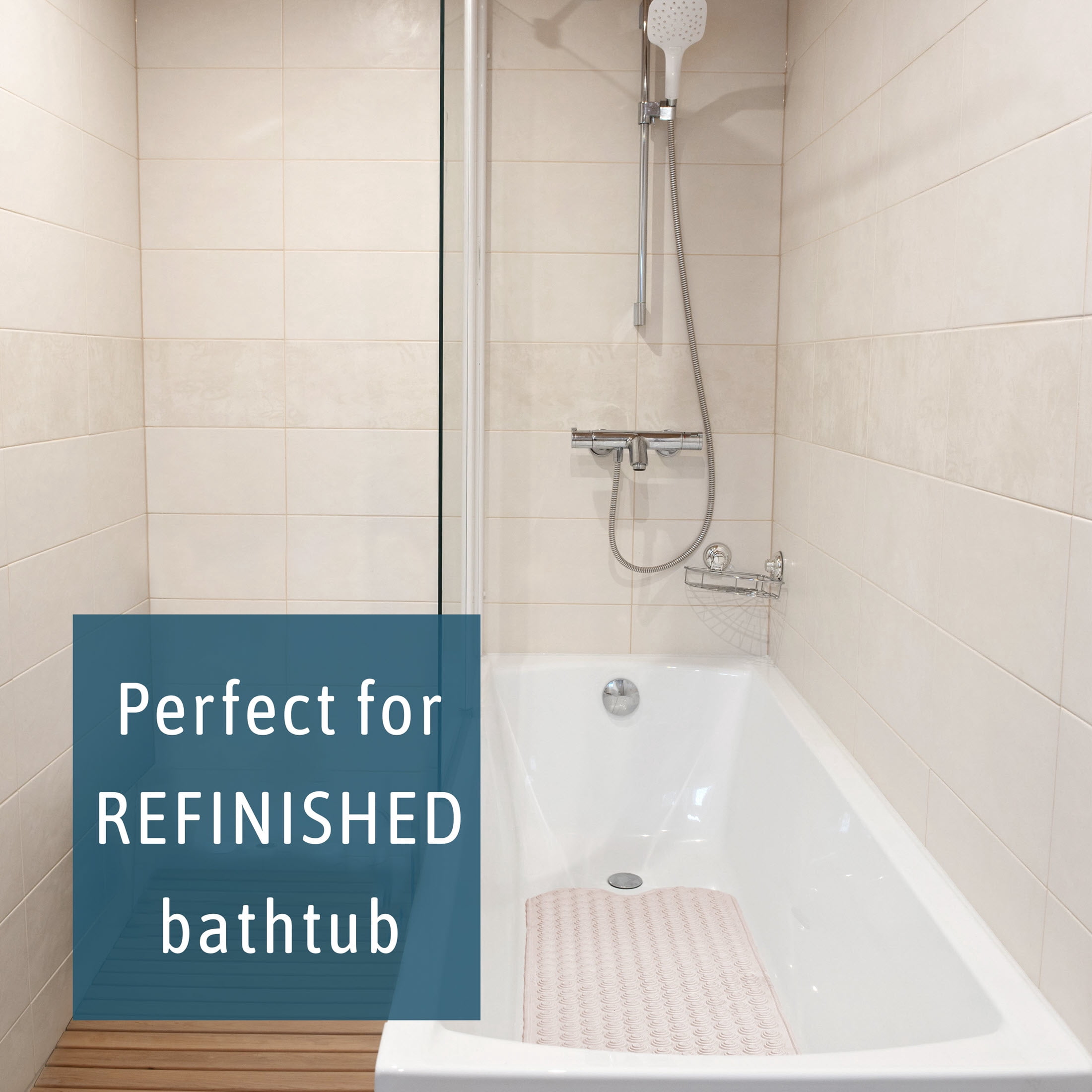 Original European Made Bath Mat for Refinished Tubs. No Suction Cups, Made in Italy