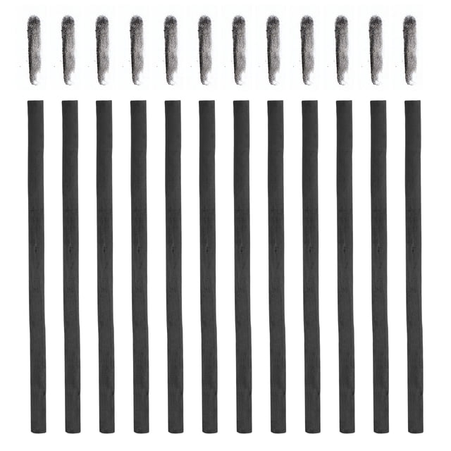 Uxcell 12 piezas de varitas de carbón de sauce, lápices de carbón negro de 5-7 mm, lápices de dibujo de grafito para artistas, principiantes, aficionados, bocetos y sombreado de bellas artes