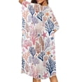 thumbnail image 4 of Xoenoiee Starfish Seashell Coral Print Women's Swimsuit Cover Up 2026 Summer Lightweight Cardigan Short Sleeve Boho Kimono Oversized Open Front Sweater Tops, 4 of 7
