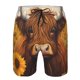 thumbnail image 3 of Balery Countryside Sunflower Cow Traje de Baño Estilo Hawaiano para Hombre, Shorts de Secado Rápido con Bolsillos-Large, 3 of 6