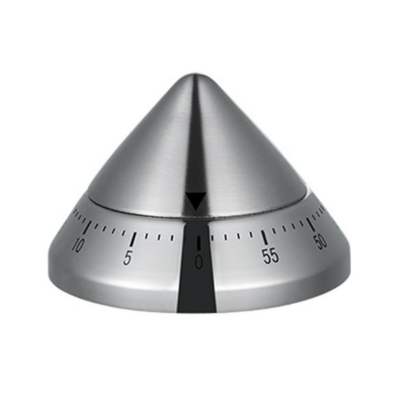 Partygee Cone Shaped Stainless Steel Kitchen Timer 60 Minutes Rotating Alarm Mechanical for Time Manager Cooking Countdown Reminder Tool for Home Restaurant