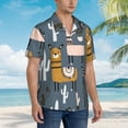thumbnail image 5 of Balery Llama and Cactus Print Men's Hawaiian Shirts Short Sleeve Beach Shirt Relaxed Fit Vacation Button Down Shirts-Small, 5 of 9