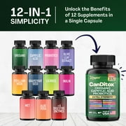Candida Cleanse Supplement 800mg, Olive Leaf, Black Garlic, Oregano Oil, Psyllium Husk, Grapefruit Seed, Licorice Root, Probiotics, Enzymes Bromelain Amylase Lipase, Natural Blend - 60 Capsules