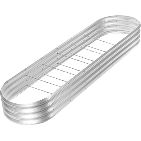 8ft Galvanized Raised Garden Bed Kit, Raised Garden Boxes Outdoor, Oval Metal Raised Garden Beds for Vegetables, Silver,108 Gallon Capacity(with 10 Connecting rods)