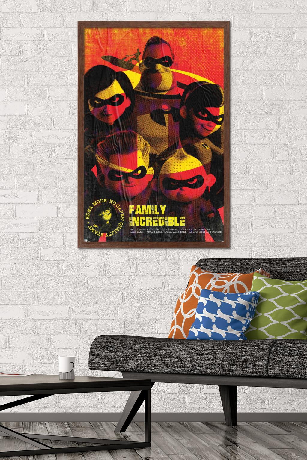 Disney Pixar The Incredibles - Family Incredible Wall Poster, 22.375" x 34", Framed
