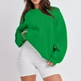 thumbnail image 5 of ADSSDQ Women's Crewneck Sweatshirts Drop Shoulder Long Sleeve Comfy Pullover Cute Tops Teen Girls Fall Trendy Clothes Green S, 5 of 5