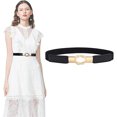 thumbnail image 3 of Women Retro Elastic Stretchy Metal Buckle Skinny Waist Belt Wide, 3 of 9
