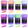 thumbnail image 1 of Pintura fosforescente neon nights: Paquete de 8 pinturas UV multifuncionales - Acrílicos 2 en 1, autoiluminantes de 20mL - Ideal para decoración de Halloween y festividades, 1 of 3