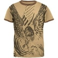 thumbnail image 1 of Screaming Eagle American Flag Mens Ringer T Shirt Tan-Brown LG, 1 of 1