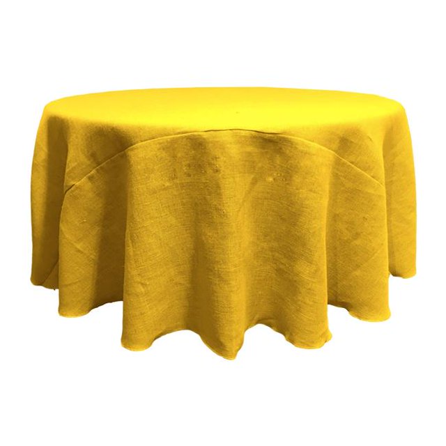 LA Linen TCBurlap120R-Yellow Round Dyed Natural Burlap Tablecloth, Yellow - 120 in.