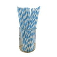 thumbnail image 3 of Red and Green Striped Paper Straws, Disposable Biodegradable Drinking Straws, Bulk 100-Pack Eco-Friendly Straws for Parties and Events(Sky Blue), 3 of 8