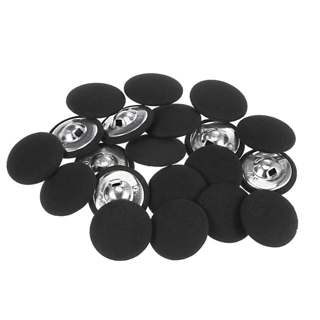 Unique Bargains 20 Pcs Boutons Recouverts de Tissu 40L, Tige Ronde en Métal 25 mm, Boutons de Couture pour Complets, Robes, Chemisiers, Noir