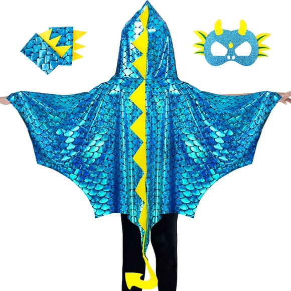 Conjunto de disfraz de dragón para niños IROLEHOME con máscara y guantes