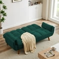thumbnail image 2 of Modern Linen Convertible Sofa, Industrial Style Sofa Bed with Adjustable Backrest, Armrest, Wooden Frame, Upholstered Sofa Couch for Living Room,Apartment,Christmas, Green, 2 of 7