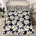 thumbnail image 2 of Homewish Black White Flower Bed Sheets for Kid, Groovy Daisy Floral King Sheets, Kawaii Cartoon Theme Sheet Set, Breathable Home Decor, 4-Piece, 2 of 7