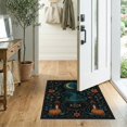 thumbnail image 2 of ODIKA 2'x3' Washable Accent Rug Teal Orange Mystical Night and Nature Design Celestial Motifs with Floral Lantern for Bedroom, Nursery, RV, Pet Friendly, Bedside Mat, 2 of 7