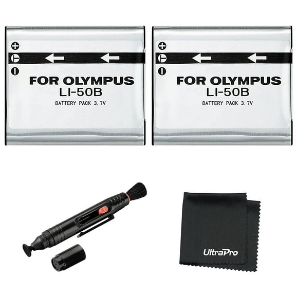 UltraPro 2-Pack LI-50B High-Capacity Replacement Battery for Olympus SP-720UZ SP-800UZ SP-810UZ - UltraPro BONUS INCLUDED: Deluxe MicroFiber Cleaning Cloth, Lens Cleaning Pen