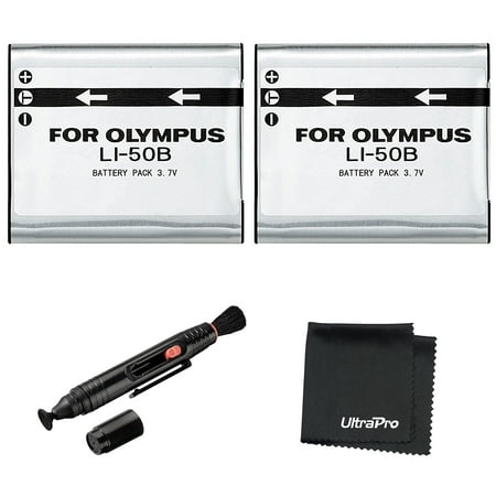 UltraPro 2-Pack LI-50B High-Capacity Replacement Battery for Olympus SP-720UZ SP-800UZ SP-810UZ - UltraPro BONUS INCLUDED: Deluxe MicroFiber Cleaning Cloth, Lens Cleaning