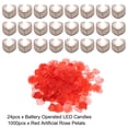 thumbnail image 3 of Unique Bargains Bougies LED en Forme de Cœur Sans Flamme, Lumière Blanche avec Pétales de Rose Rouges Artificiels, Lot de 24, 3 of 7