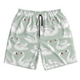 thumbnail image 2 of Honeii's White Birds Print Men's Casual Shorts with Drawstring，Swim Trunks Quick Dry Beach Shorts, 2 of 5