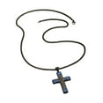 thumbnail image 3 of Collar con colgante de cruz, único, de metal, ligero, moderno, para mujer y hombre, cadena Azul, 3 of 9