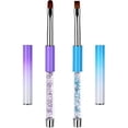 thumbnail image 1 of Ycyan Juego de 2 pinceles para uñas de gel UV ovalados y planos con mango de diamantes de imitación, pinceles profesionales para diseño de uñas multicolor, 1 of 5