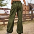 thumbnail image 5 of RYRJJ Baggy Parachute Pants for Women Drawstring Elastic Low Waist Ruched Cargo Pants Multiple Pockets Jogger Y2K Streetwear Pants(01#Army Green,XL), 5 of 7
