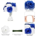 thumbnail image 3 of 108pcs Roses Head Flowers with Stem - Blue & White Artificial Flowers Rose Bulk - Silk Royal Blue Rose Fake Flower for Wedding Bouquet Party Home Decor DIY Baby Shower Centerpieces Tables Decoration, 3 of 14