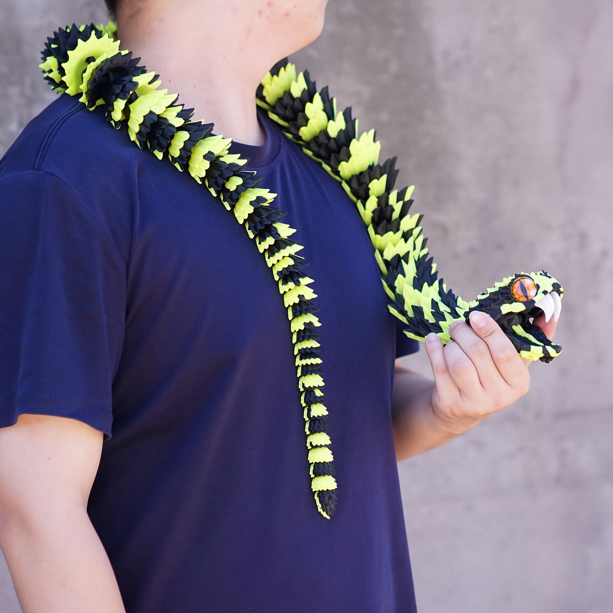 47.5inch 3D Printed snake,Flexible Joint Animal lacertid Figurines,Realistic Eyes, Home Office Decor,Fidget Toy for Adults Teens Boy Festival Gifts