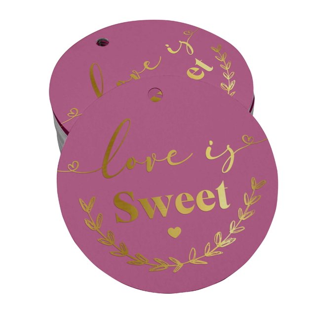 Inkdotpot Lot de 50 Étiquettes en Papier Feuille d'Or Véritable l'Amour Est Doux Étiquettes Suspendues pour Cadeaux de Mariage
