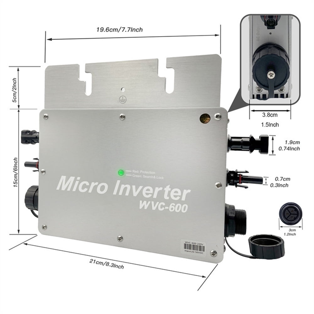 Y&H 600W Solar Grid Tie Micro Inverter Waterproof IP65 MPPT DC28-50V PV Input AC110V Output for 30V 36V Solar Panel