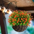 thumbnail image 2 of 6 Bundles Artificial Fall Flowers, Outdoor UV Resistant Fake Flowers Plastic Shrubs Plants for Autumn Floral Arrangement Hanging Baskets Home Garden Decor (Orange red), 2 of 9