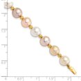 thumbnail image 3 of Primal Gold 14 Karat Yellow Gold 8-9mm Semi-round Pink Purple White Freshwater Cultured Pearl Diamond-cut Beaded Bracelet, 3 of 4