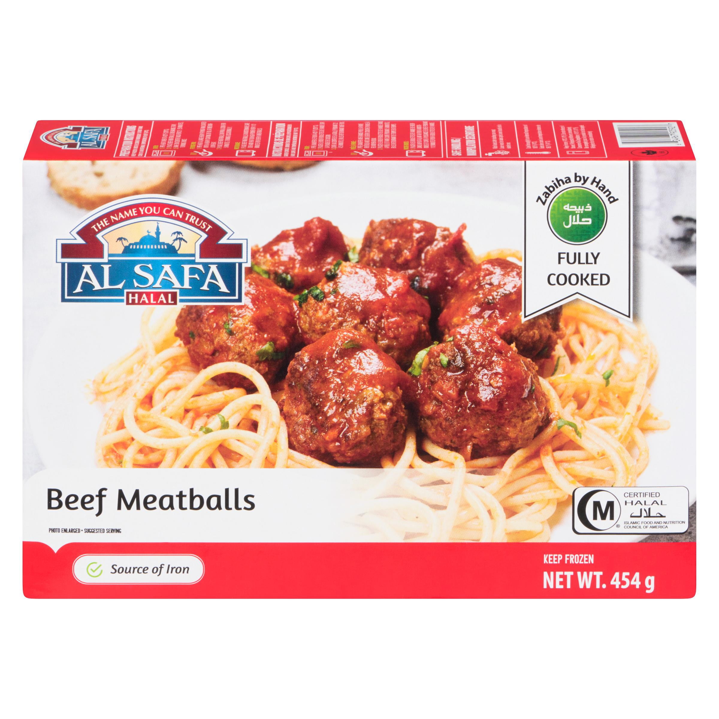 Al Safa Halal Fully Cooked Beef Meatballs, 454 g