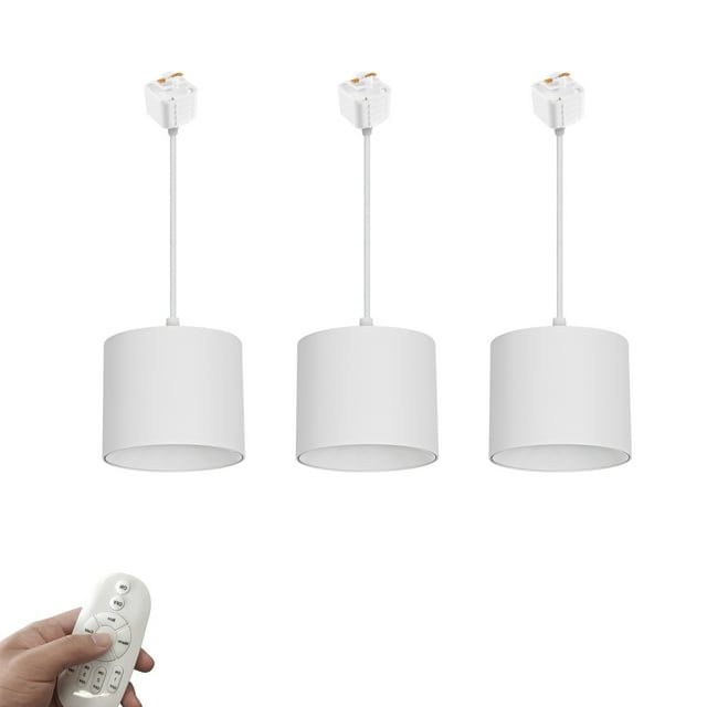 FSLiving H-Type Track Light Stepless Dimming Remote Controlled 4 Color Temperatures 12W LED Spot Light Cylindrical White Metal Shade Track Lighting for Corridor Home Office(No Track)-3 Pack