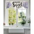 thumbnail image 3 of Tie Up Valance Curtain for Kitchen,Watercolor Lavender Flower Rod Pocket Short Curtains Adjustable Tie-Up Shade Valances,Sweet Home on Linen Window Treatment for Bathroom Living Room Bedroom, 3 of 8